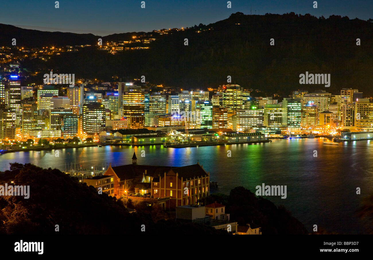 Wellington City, New Zealand at night Stock Photo