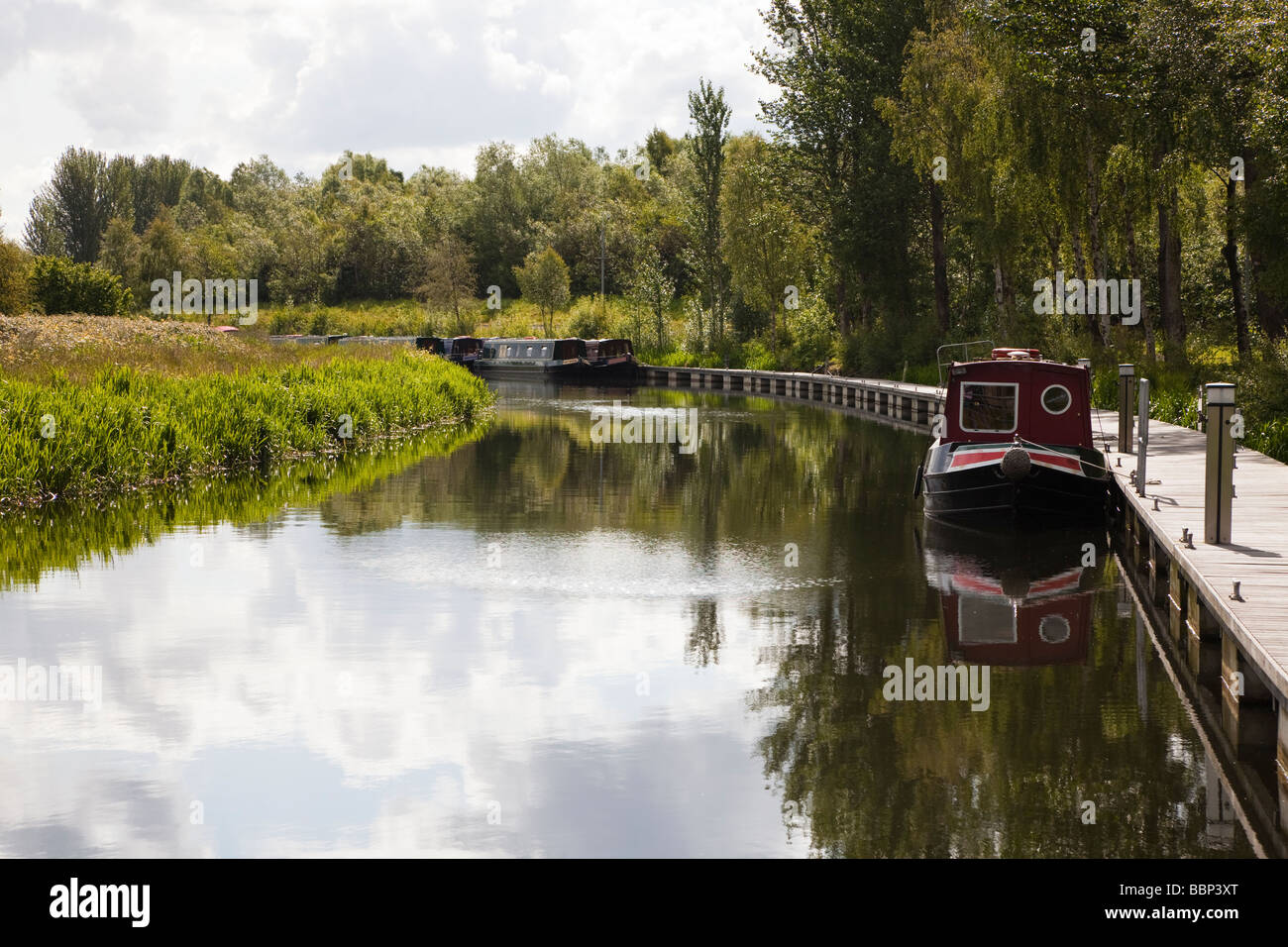 House boat barge on the Caledonian Union Canal near Falkirk Scotland Stock Photo