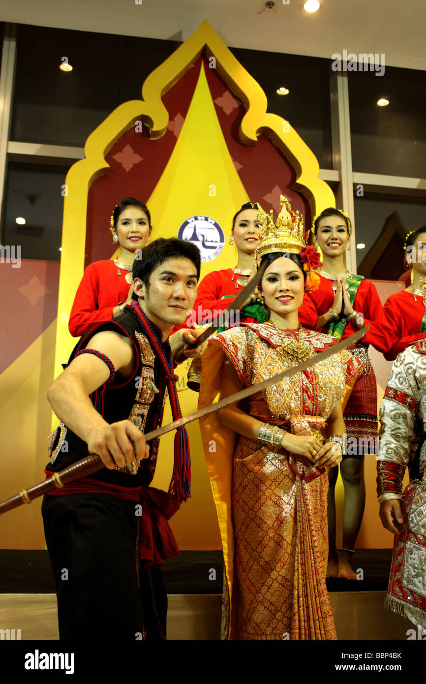 Thai traditional performance to promote Tourism in Thailand , Siam Paragon , Bangkok Stock Photo