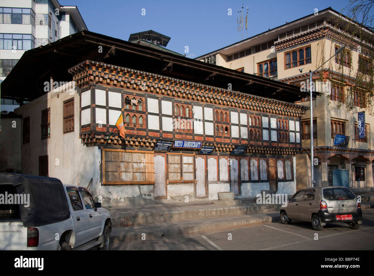 Typical House in Capital city of Bhutan THIMPHU, brightly decorated