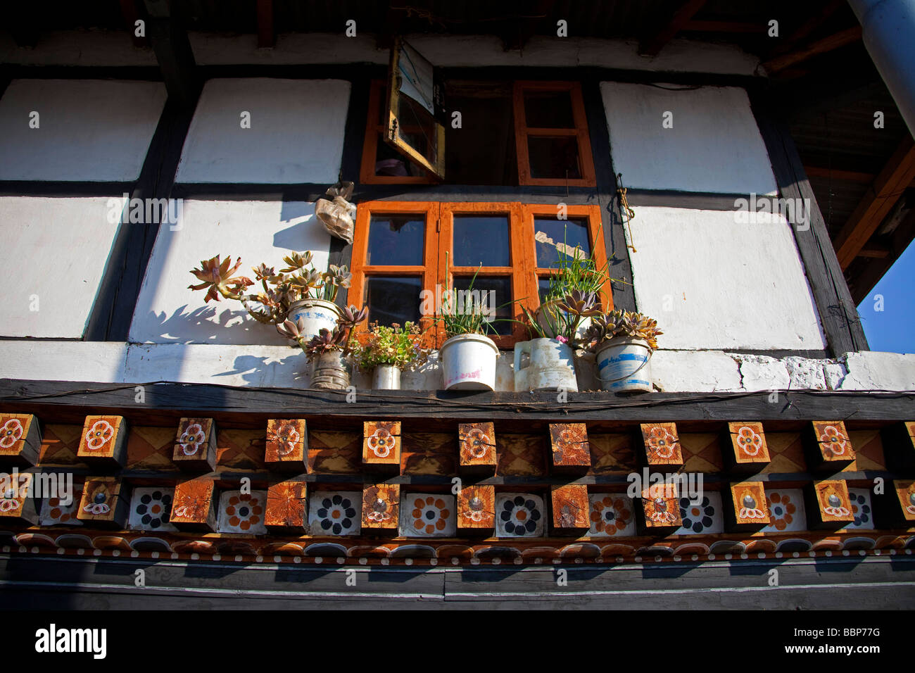 Typical House in Capital city of Bhutan THIMPHU, brightly decorated