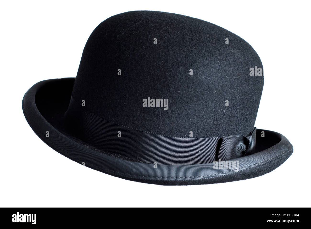 Black bowler hat as worn by english gentleman the city of london Stock Photo