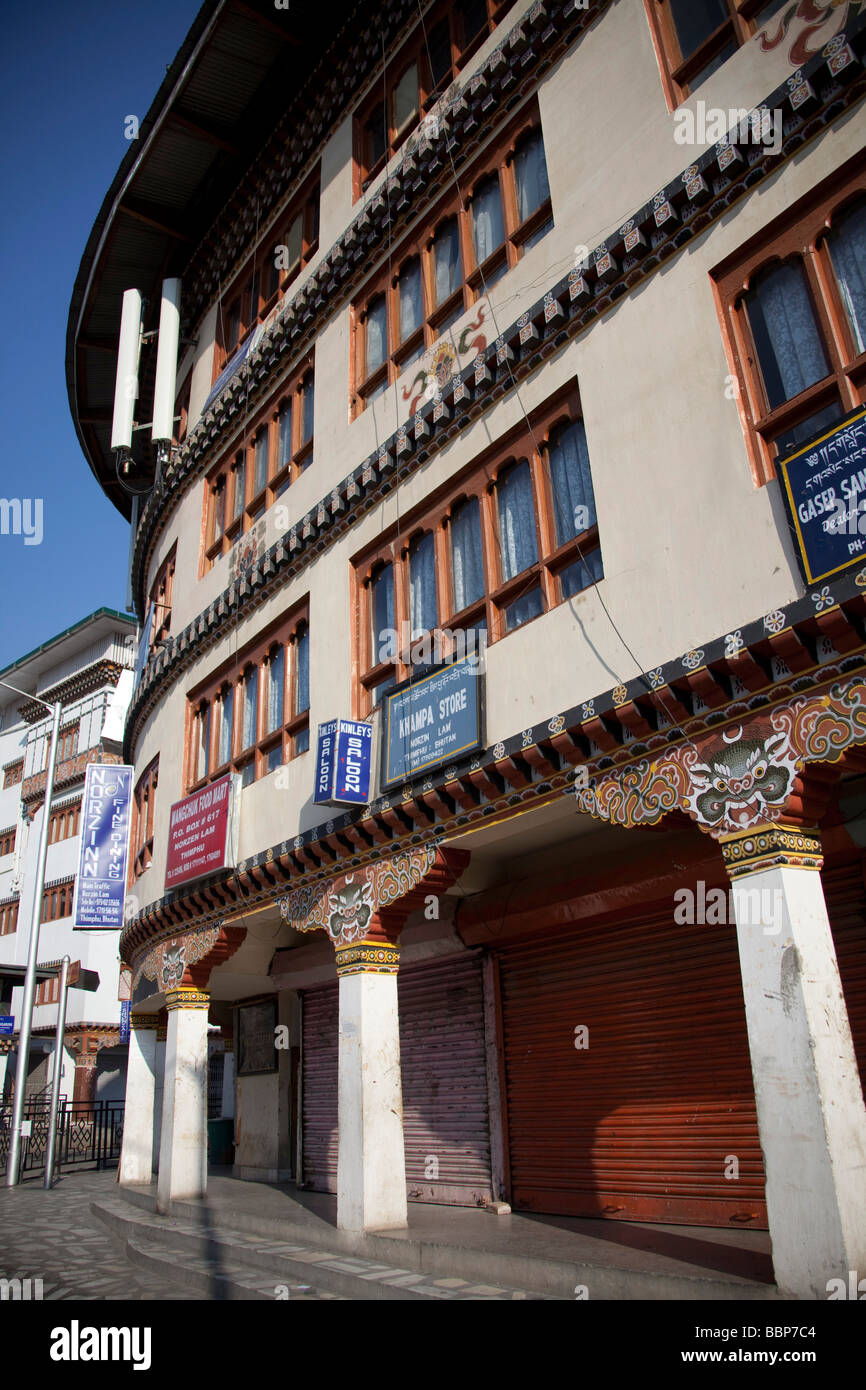 Typical House in Capital city of Bhutan THIMPHU, brightly decorated