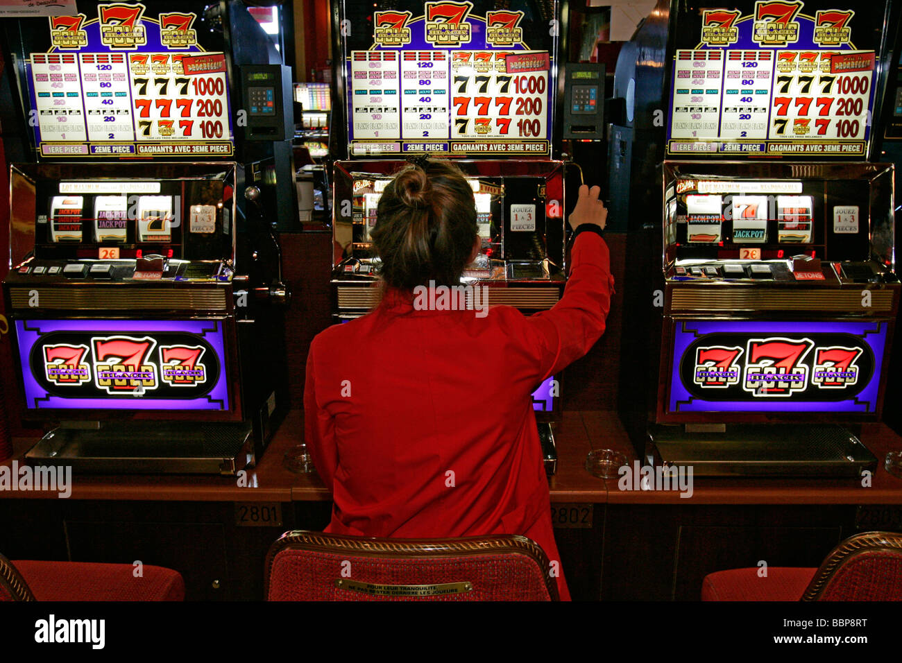 SLOT MACHINE, THE CASINO IN DEAUVILLE, CALVADOS (14), NORMANDY, FRANCE Stock Photo