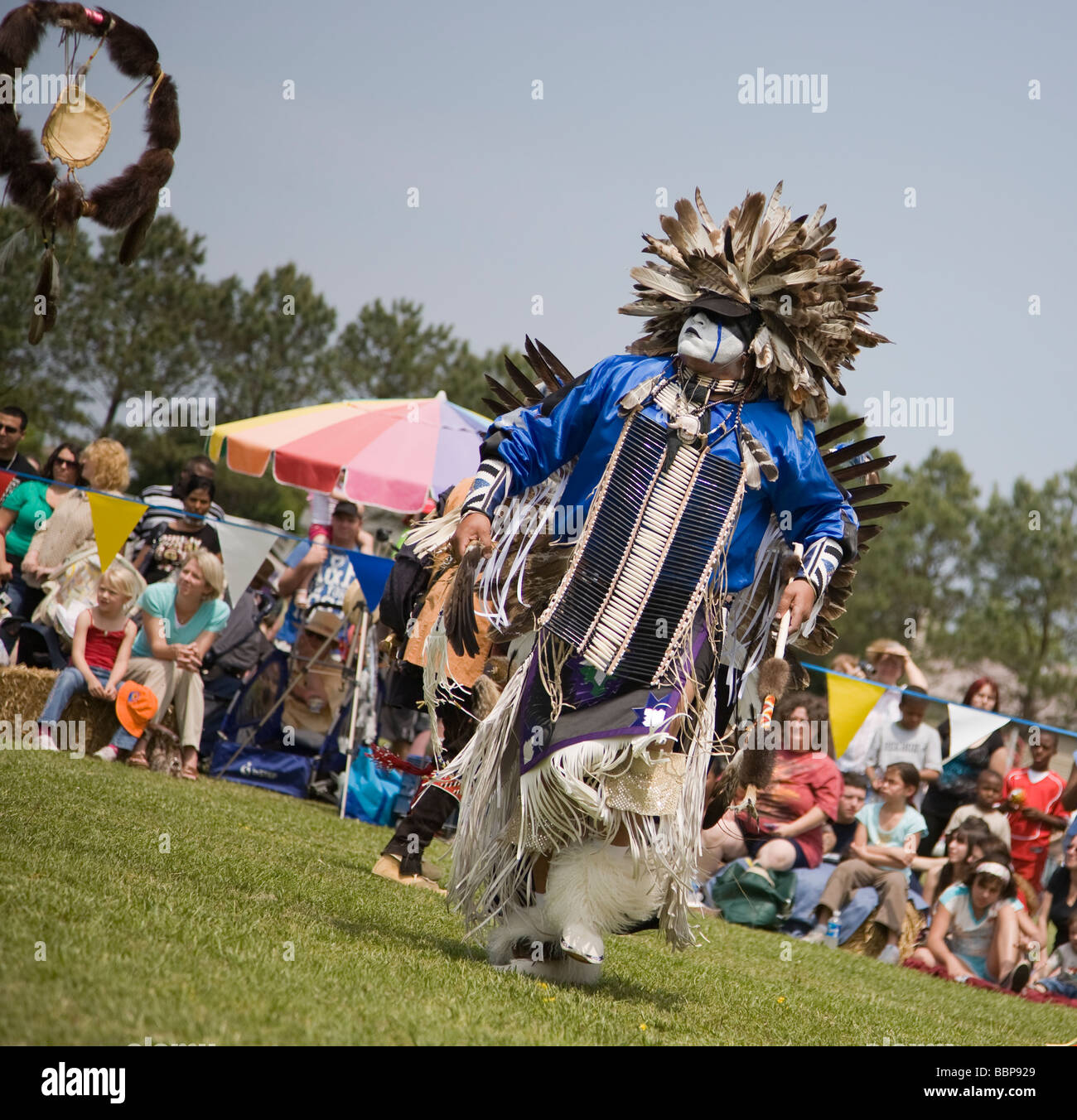 Eagle Tail, a Native American from the Micmac tribe of Canada, dances