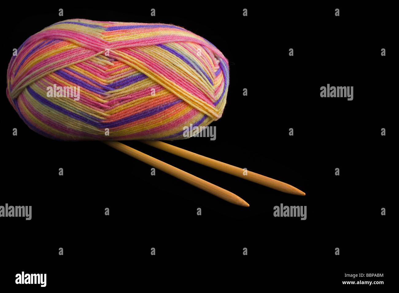 knitting wool and needles Stock Photo