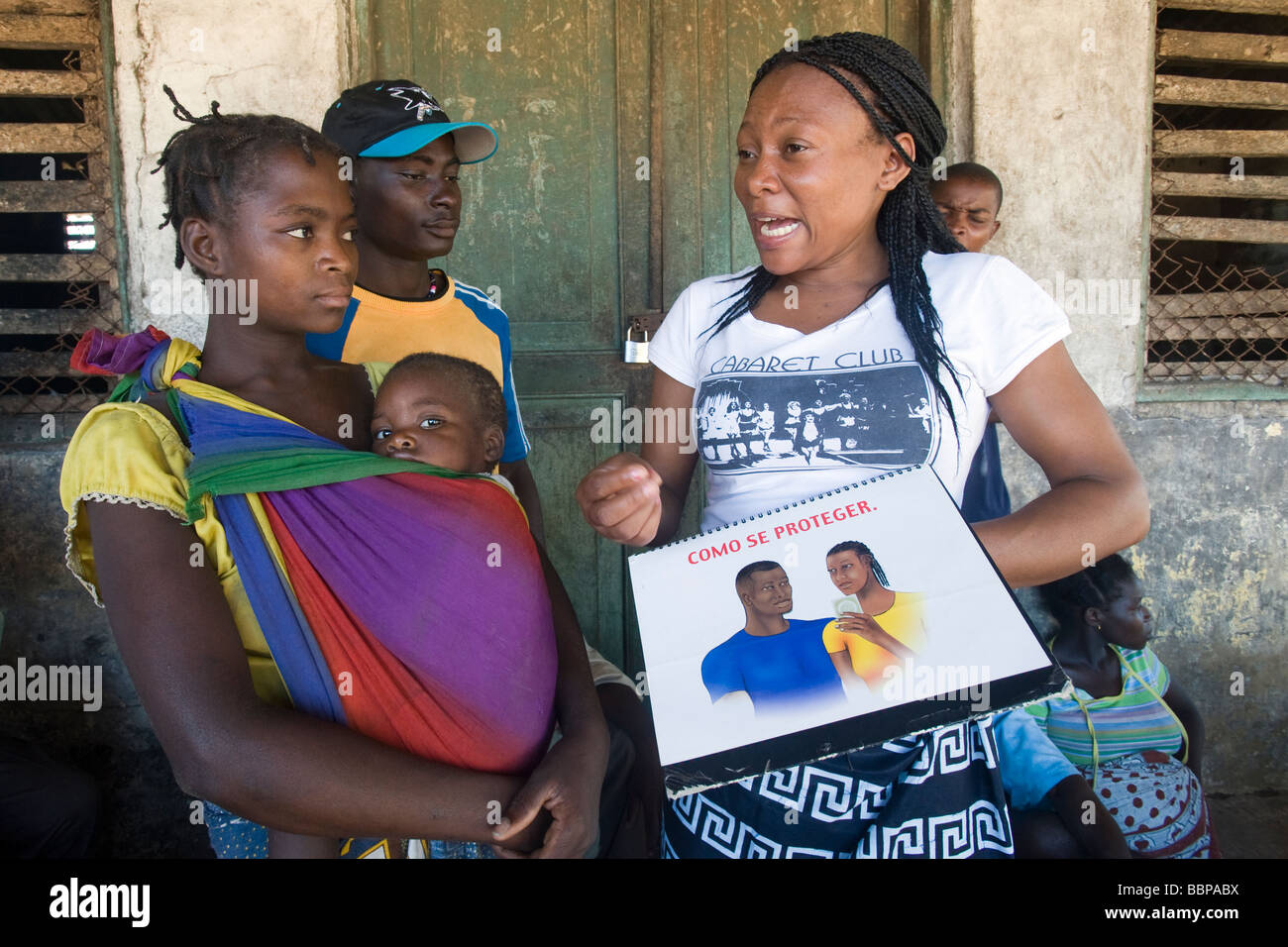 NGO staff implementing a AIDS HIV awareness campaign Quelimane Mozambique Stock Photo