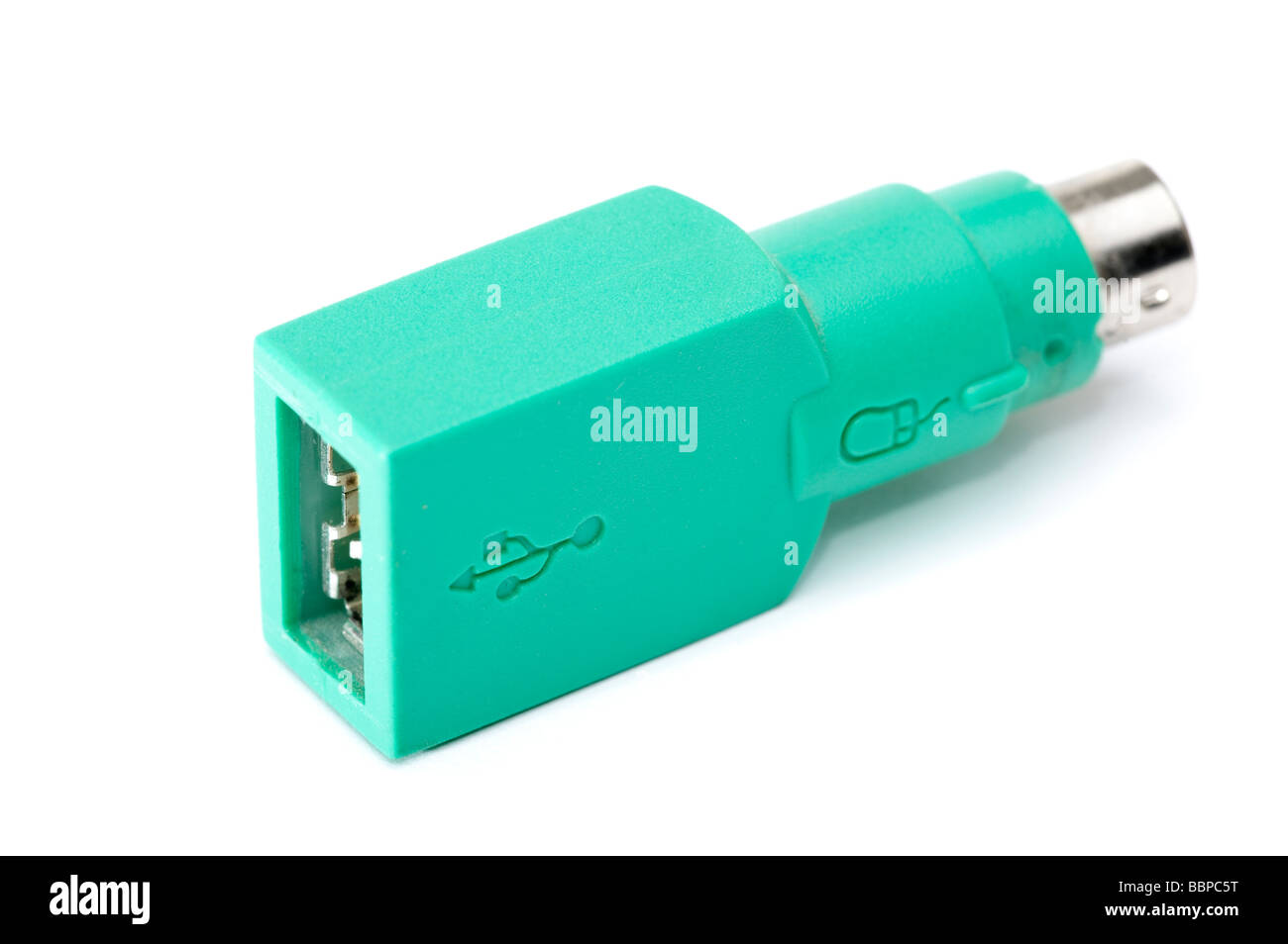 Usb to PS2 adapter in green Stock Photo