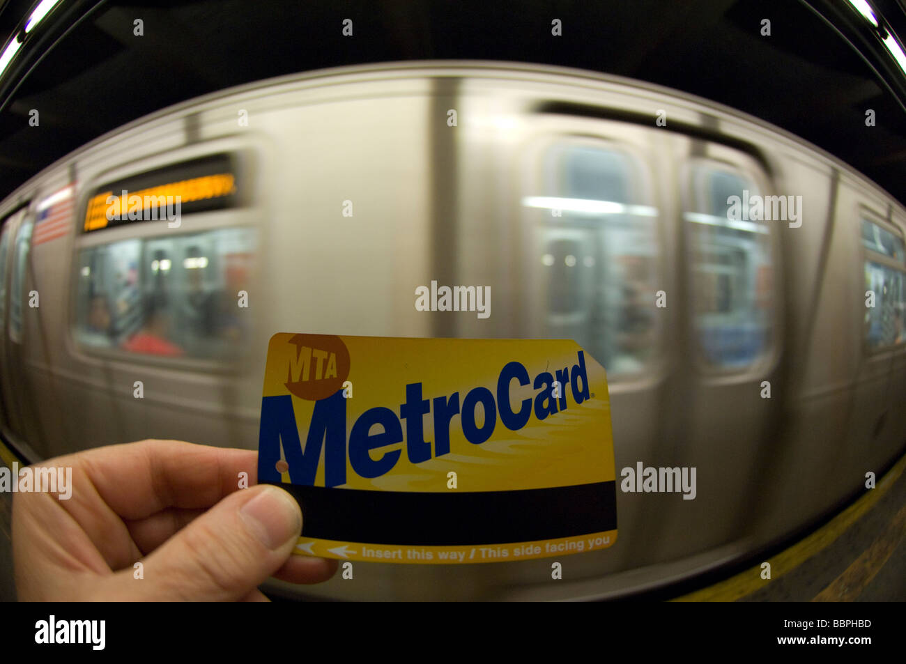 A New York City MTA metrocard in the subway in New York on Sunday May 24 2009 Frances M Roberts Stock Photo