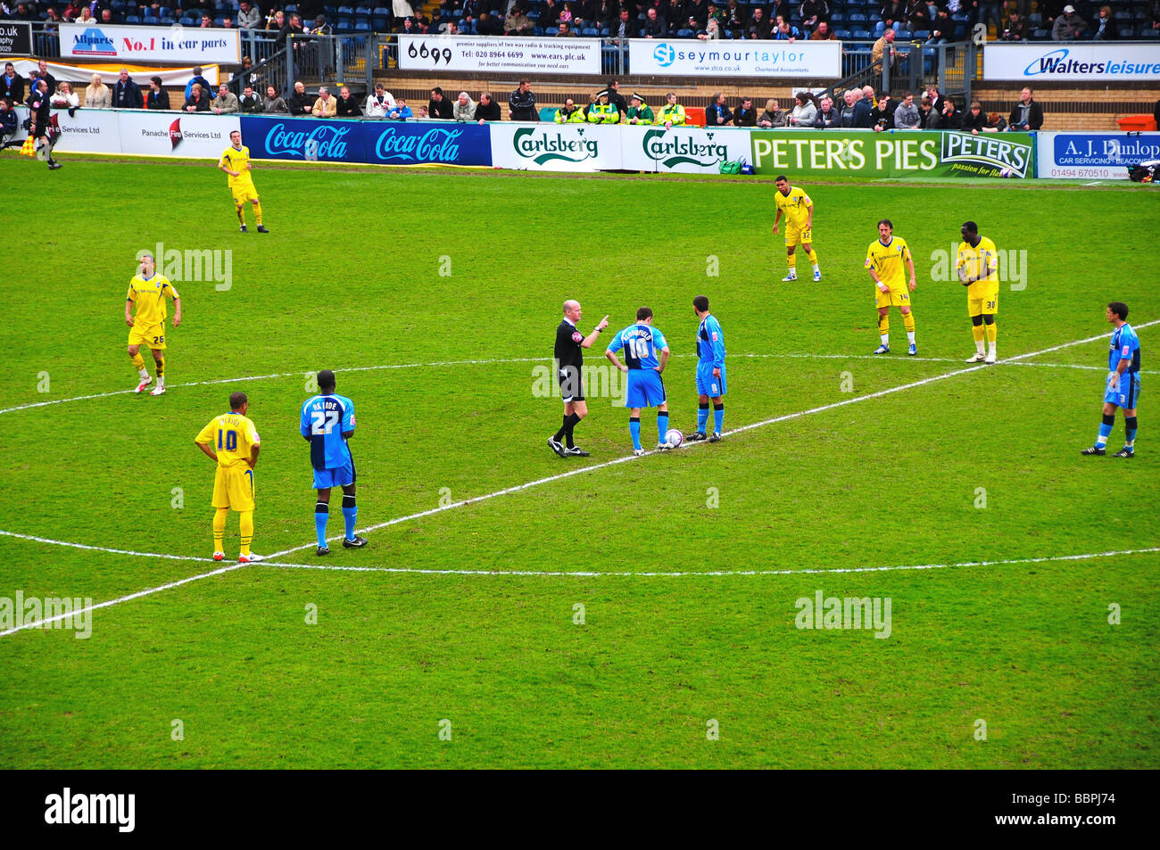 Kick-off at a football match - Wycombe Wanderers vs. Gillingham - 2009 Stock Photo