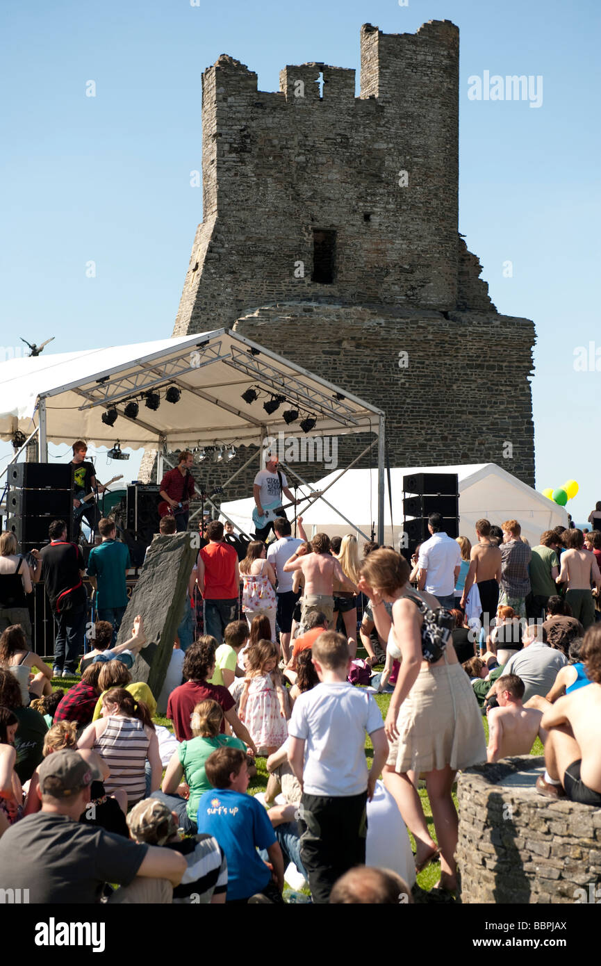 Crowds of people at the Roc y Castell Castle Rock free music festival Aberystwyth Wales UK 30 May 2009 Stock Photo