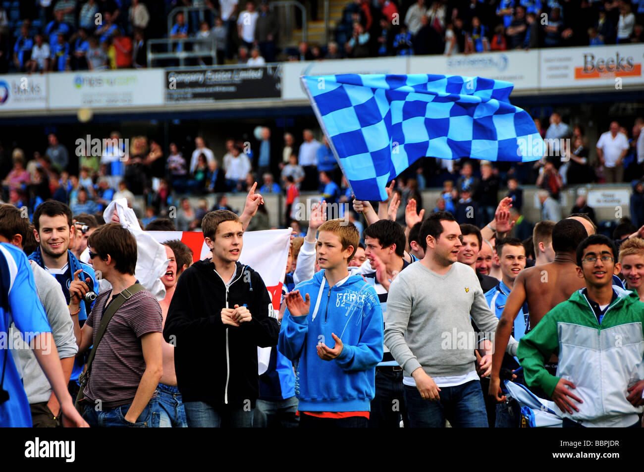 Football fans celebrating at Wycombe Wanderers Football Club, May 2009  Stock Photo - Alamy