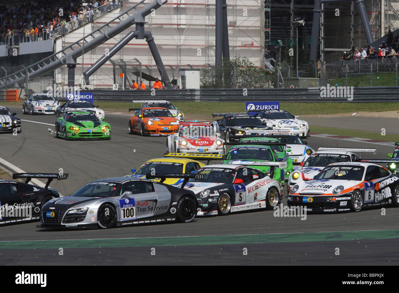 Start of the 24-hour race at the Nurburgring race track, Rhineland-Palatinate, Germany, Europe Stock Photo