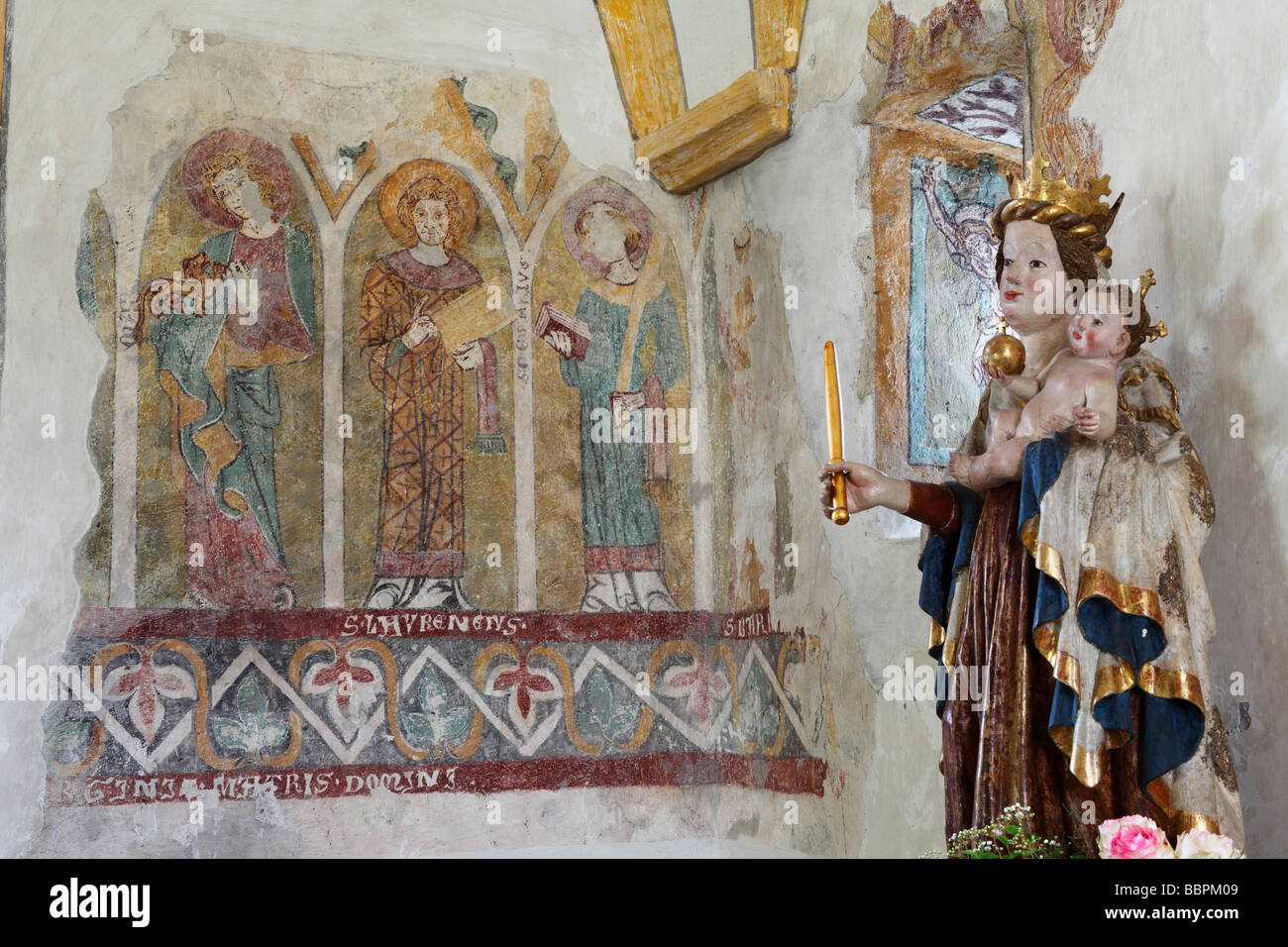 Frescoes in the Rosary Church, Maria Woerth at Woerthersee lake, Carinthia, Austria, Europe Stock Photo