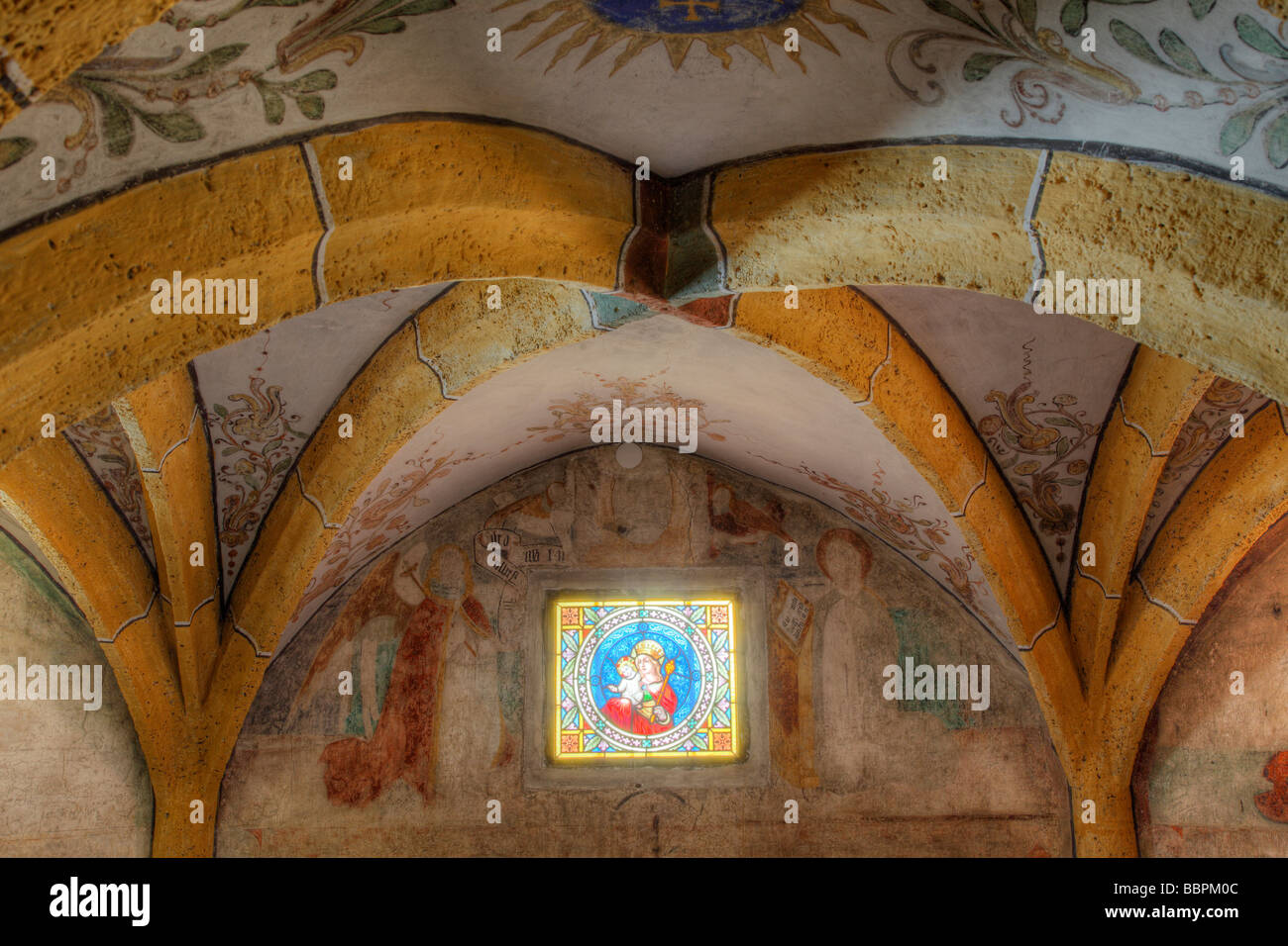 Romanesque crypt in Maria Woerth at Woerthersee lake, Carinthia, Austria, Europe Stock Photo