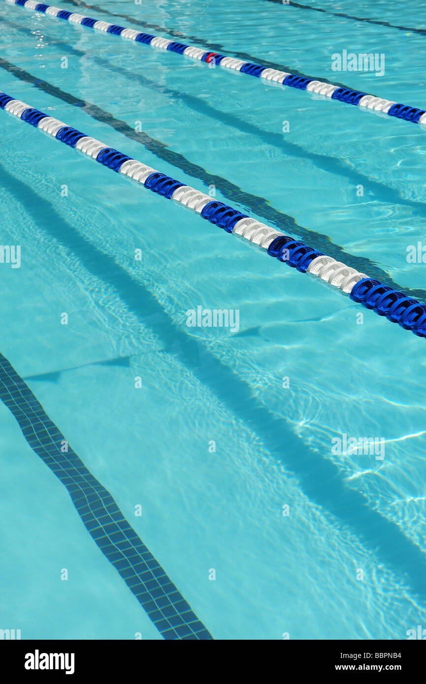 swimming pool water with racing lanes Stock Photo