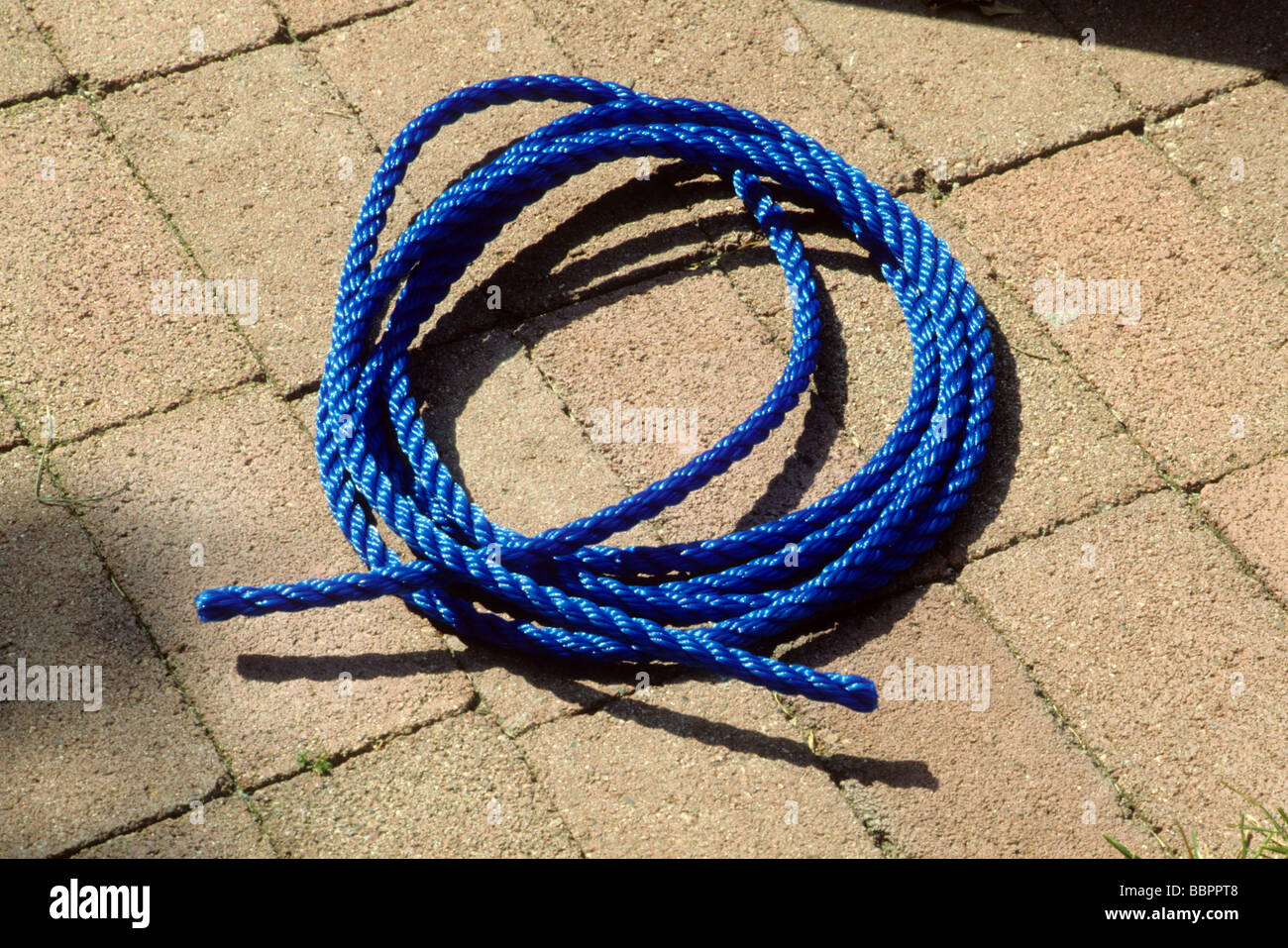 blue plastic rope poly strong sturdy waterproof brain Stock Photo