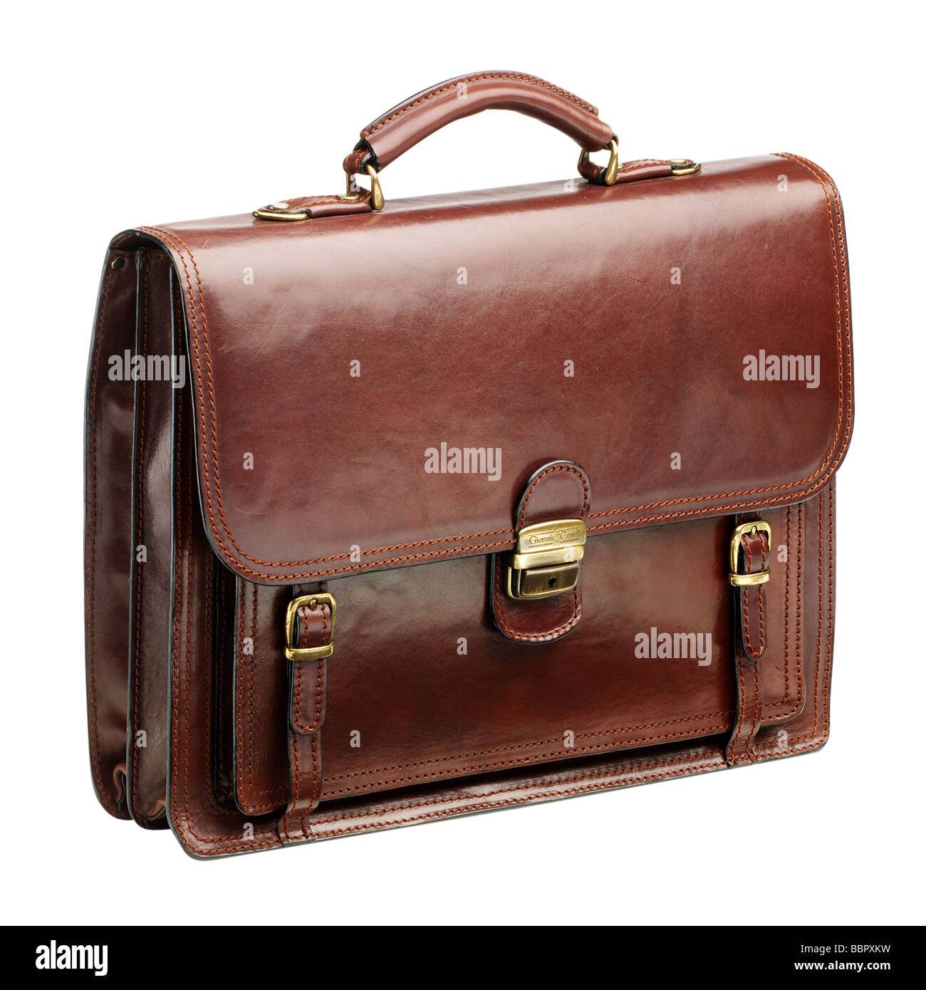 Traditional brown leather briefcase Stock Photo Alamy