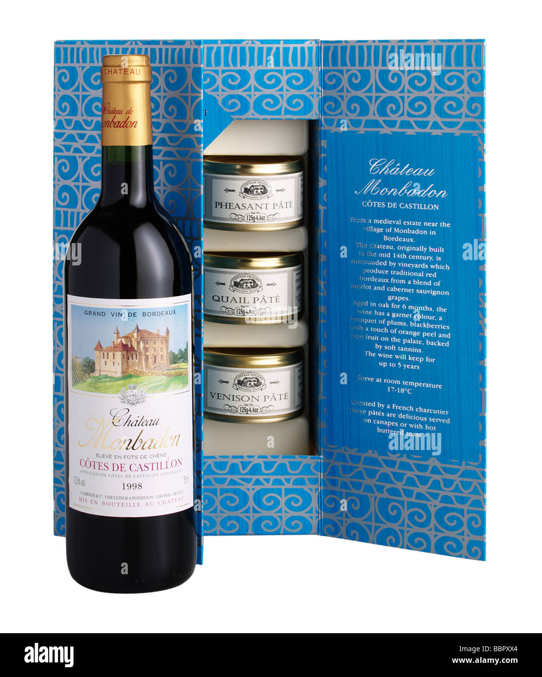 Wine and pate gift box Stock Photo