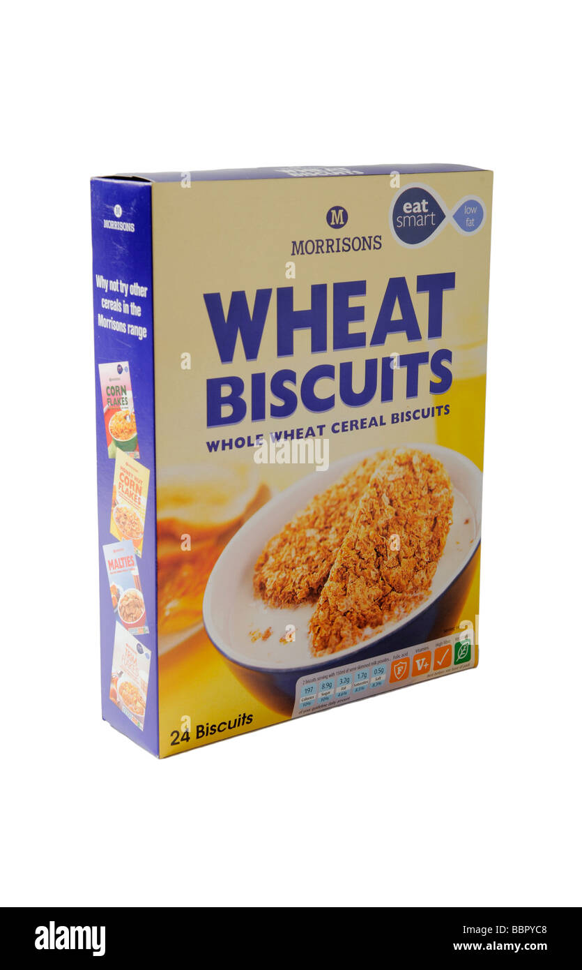 A box of Morrisons own brand supermarket Wheat biscuits Stock Photo