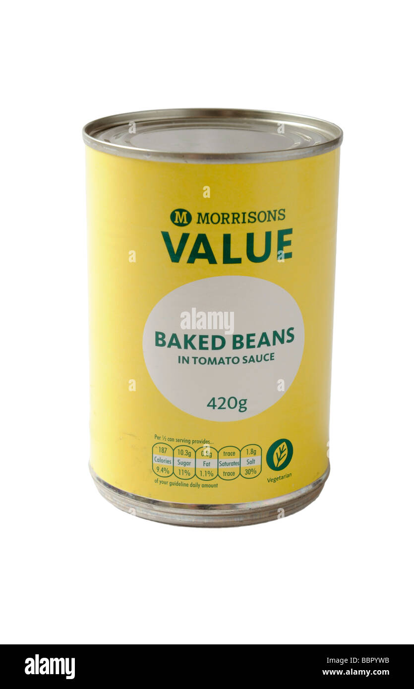 a can of   value Baked beans form Morrisons supermarket food. Stock Photo