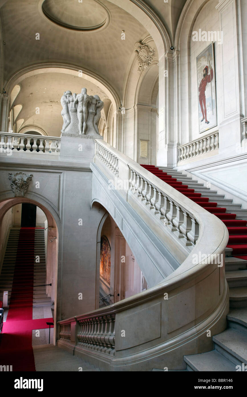 MAIN STAIRWAY, MUSEUM OF ART AND HISTORY, GENEVA, SWITZERLAND Stock Photo