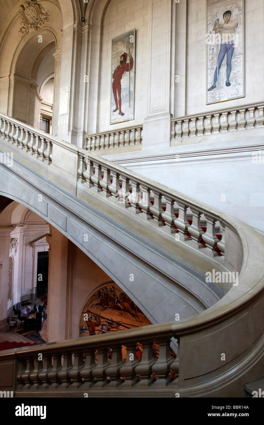 MAIN STAIRWAY, MUSEUM OF ART AND HISTORY, GENEVA, SWITZERLAND Stock Photo