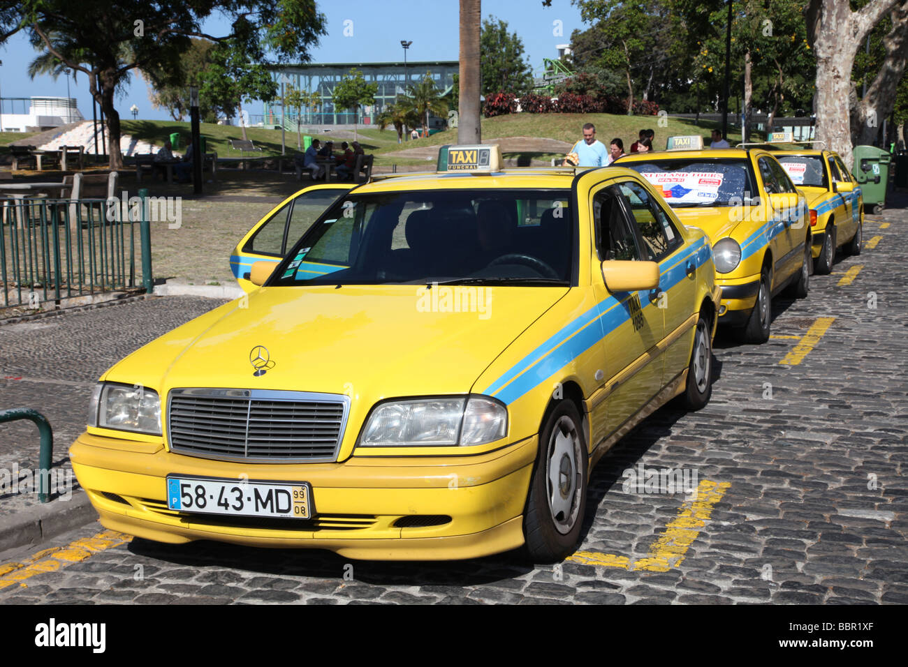 taxi rank,  Funchal Madeira Stock Photo