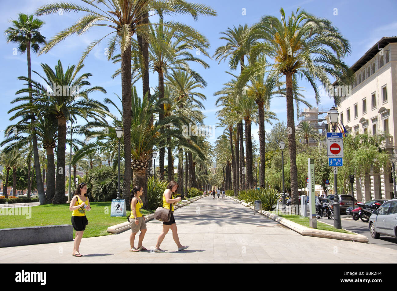 Promenade walkway, Palma de Mallorca, Palma Municipality, Mallorca, Balearic Islands, Spain Stock Photo