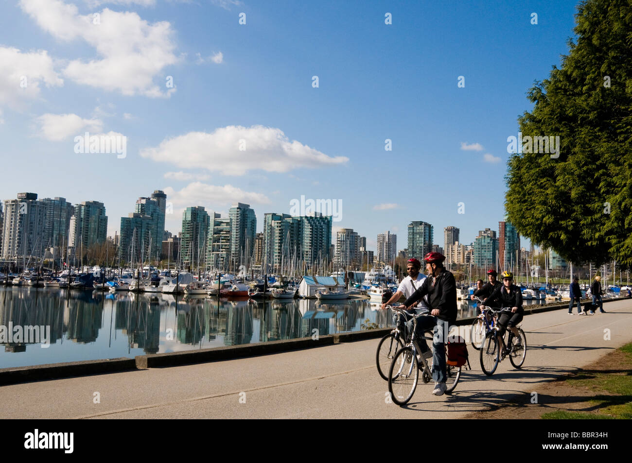 Cyclists Stanley Park Vancouver Stock Photo
