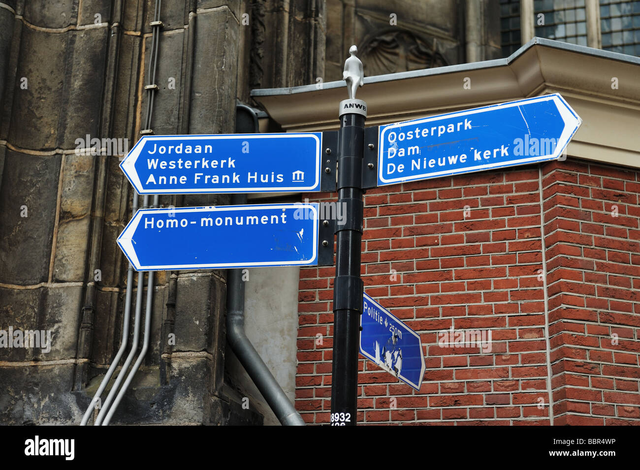 Information sign in Amsterdam Near the Anne Frank House Stock Photo