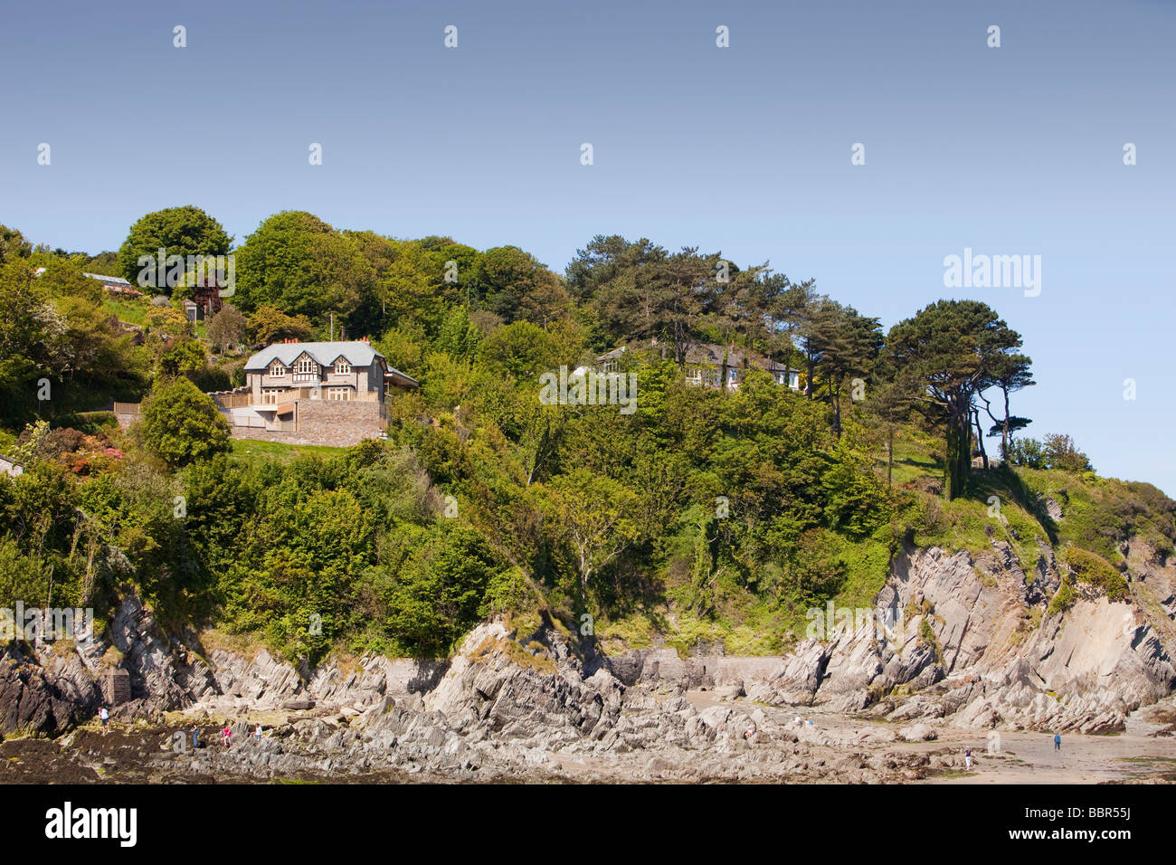 A house above Lee Bay on the north Devon coast near UK Stock