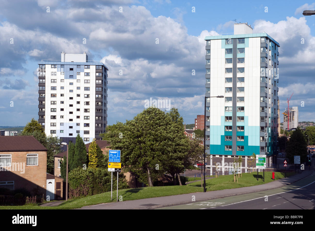 Tower block flats at Brook Hill in Sheffield England Great Britain