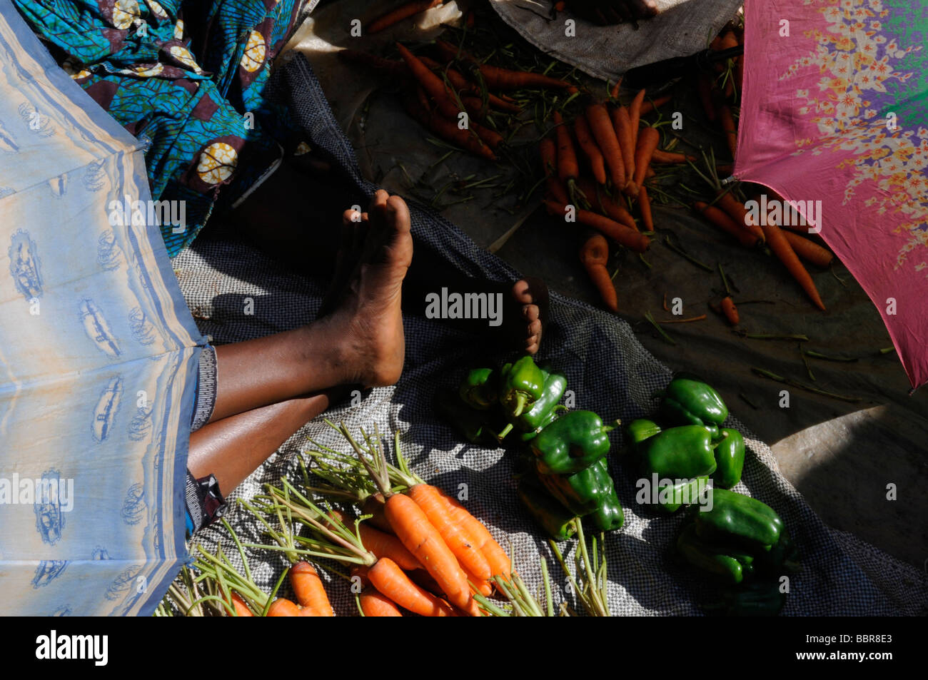 The vegetables market in Lilongwe capital of Malawi Africa Stock Photo