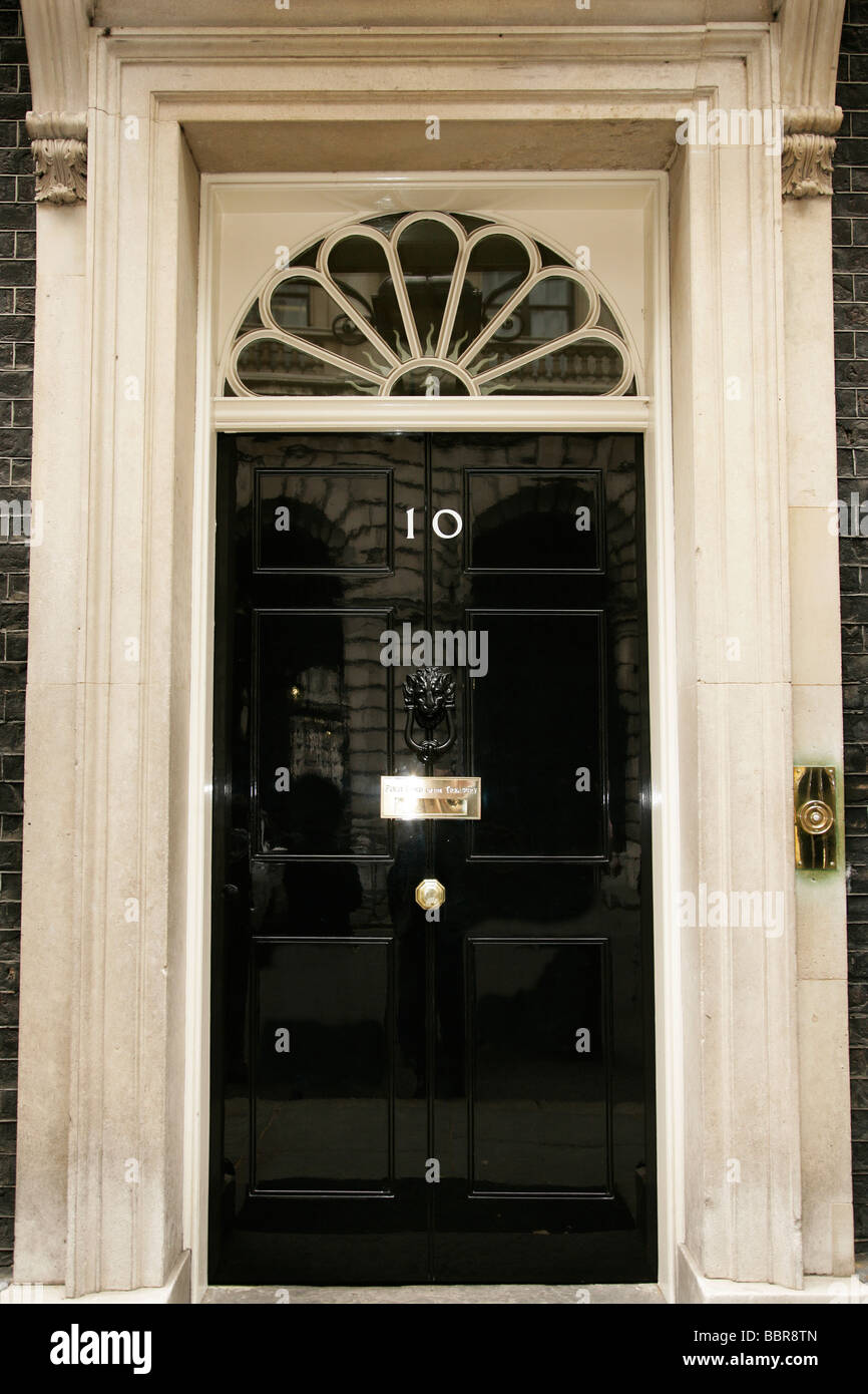 The front door of number 10 Downing Street Prime Ministers residence London, England, UK Stock Photo