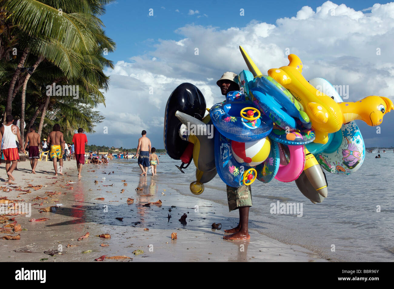 BALLOON SELLER ON A BEACH IN PUNTA CANA, DOMINICAN REPUBLIC Stock Photo