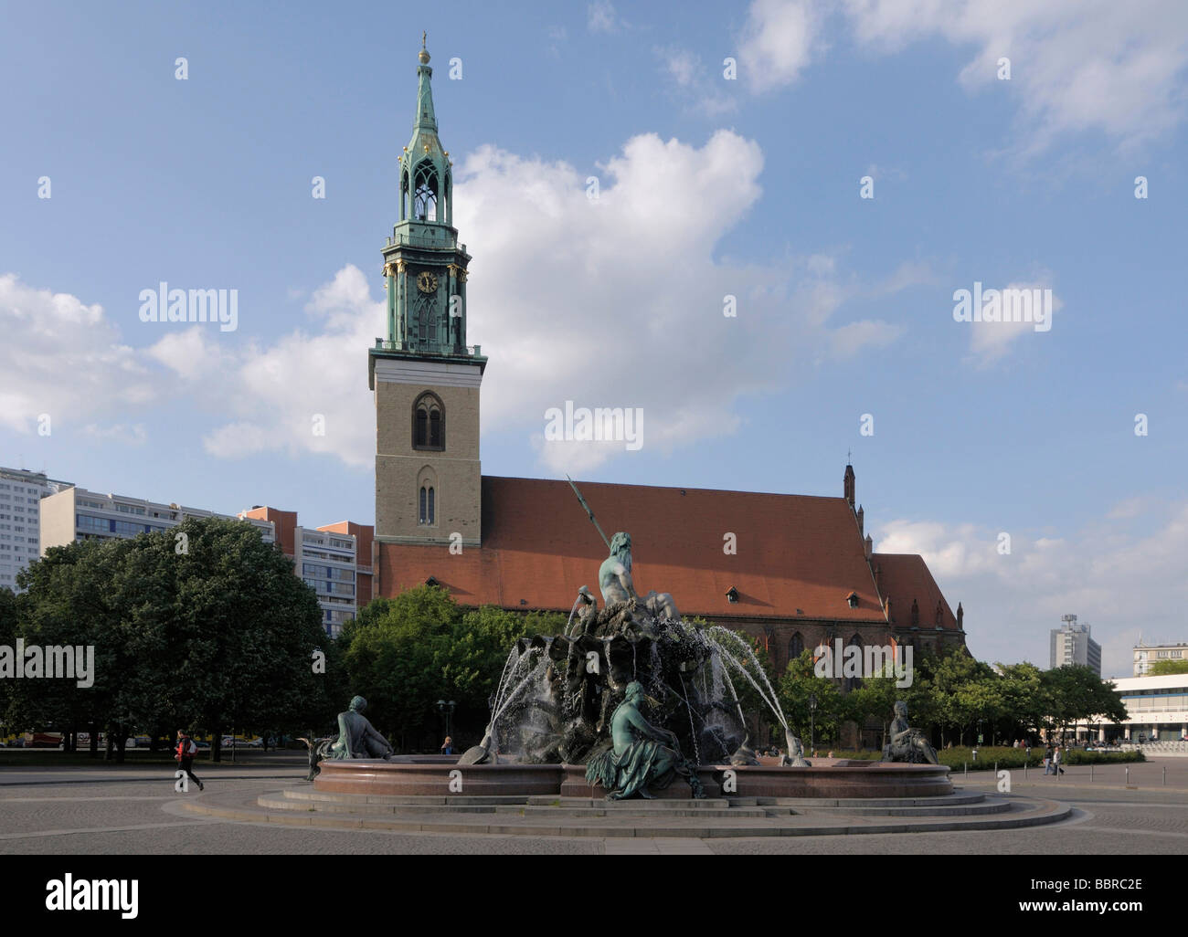 Marienkirche, St. Mary's church, Neptunbrunnen fountain, Berlin, Germany, Europe Stock Photo