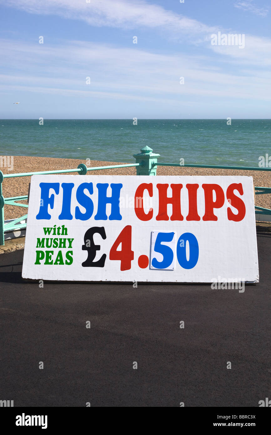 Fish and Chips Sign Brighton Beach Stock Photo Alamy