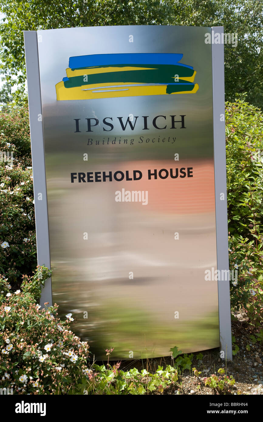 Ipswich building society, Freehold House sign, Ransomes Europark, Ipswich, England Stock Photo