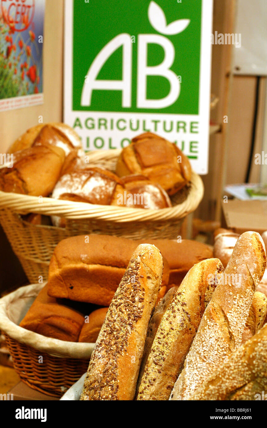 ORGANIC BREAD, AB LABEL Stock Photo