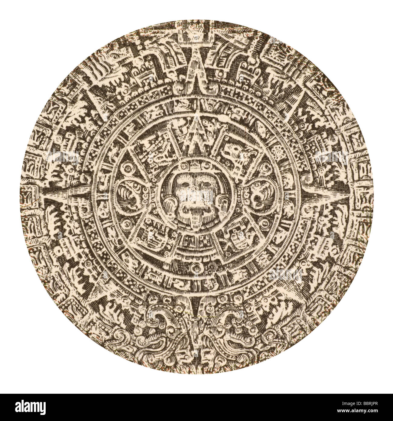 Aztec calendar sun stone on 500 pesos 1984 banknote from Mexico Stock Photo