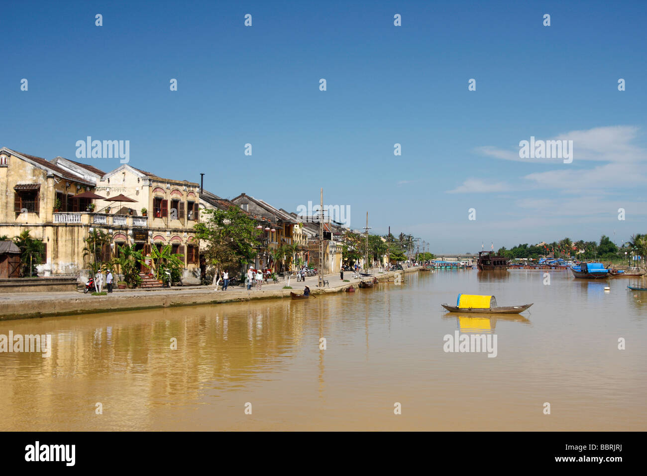 "Hoi An" City, Vietnam, Old colonial waterfront and "Thu Bon" River Stock Photo Alamy