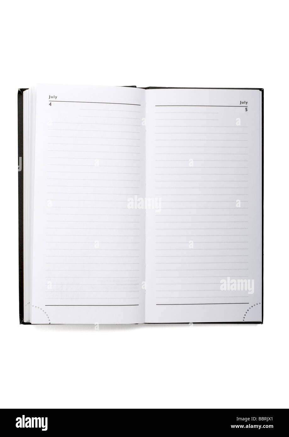 Open diary on white background Stock Photo