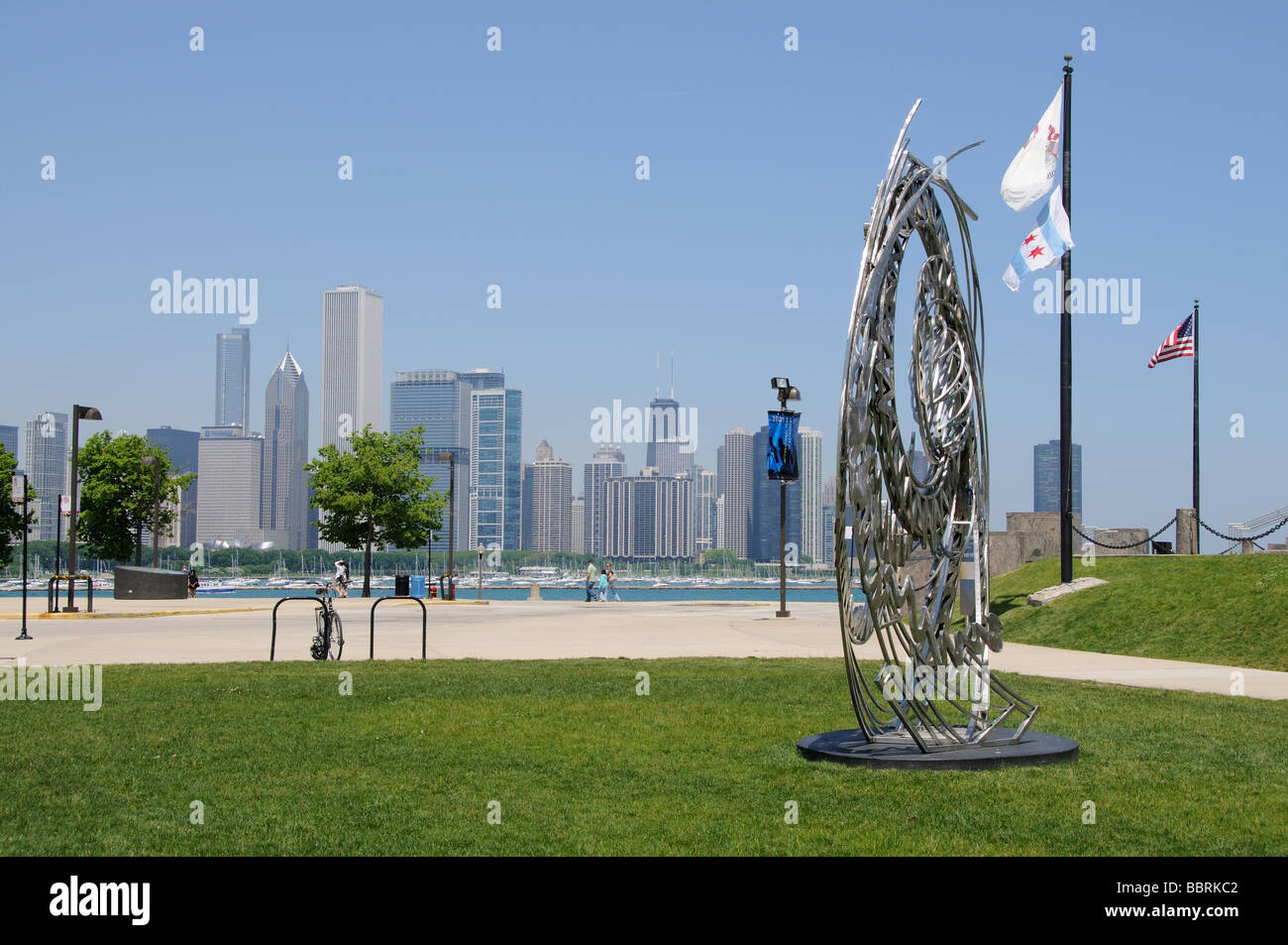 Chicago waterfront Illinois USA Viewed from Northerly Island Stock