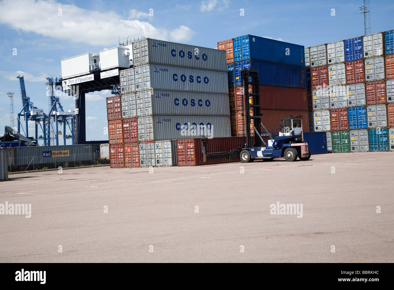 Stacked containers Port of Felixstowe Suffolk England Stock Photo - Alamy