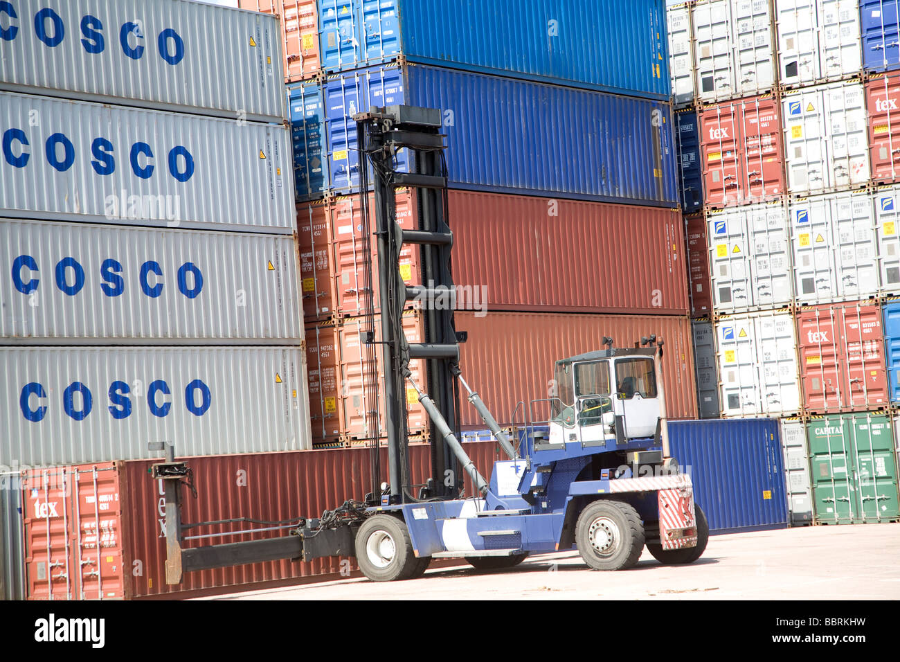 Stacked containers Port of Felixstowe Suffolk England Stock Photo - Alamy