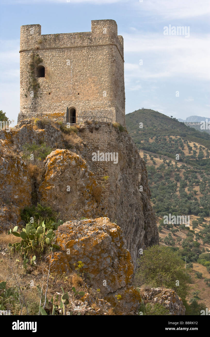 The moorish castle of the pueblo blanco (white town) of Zahara de la ...