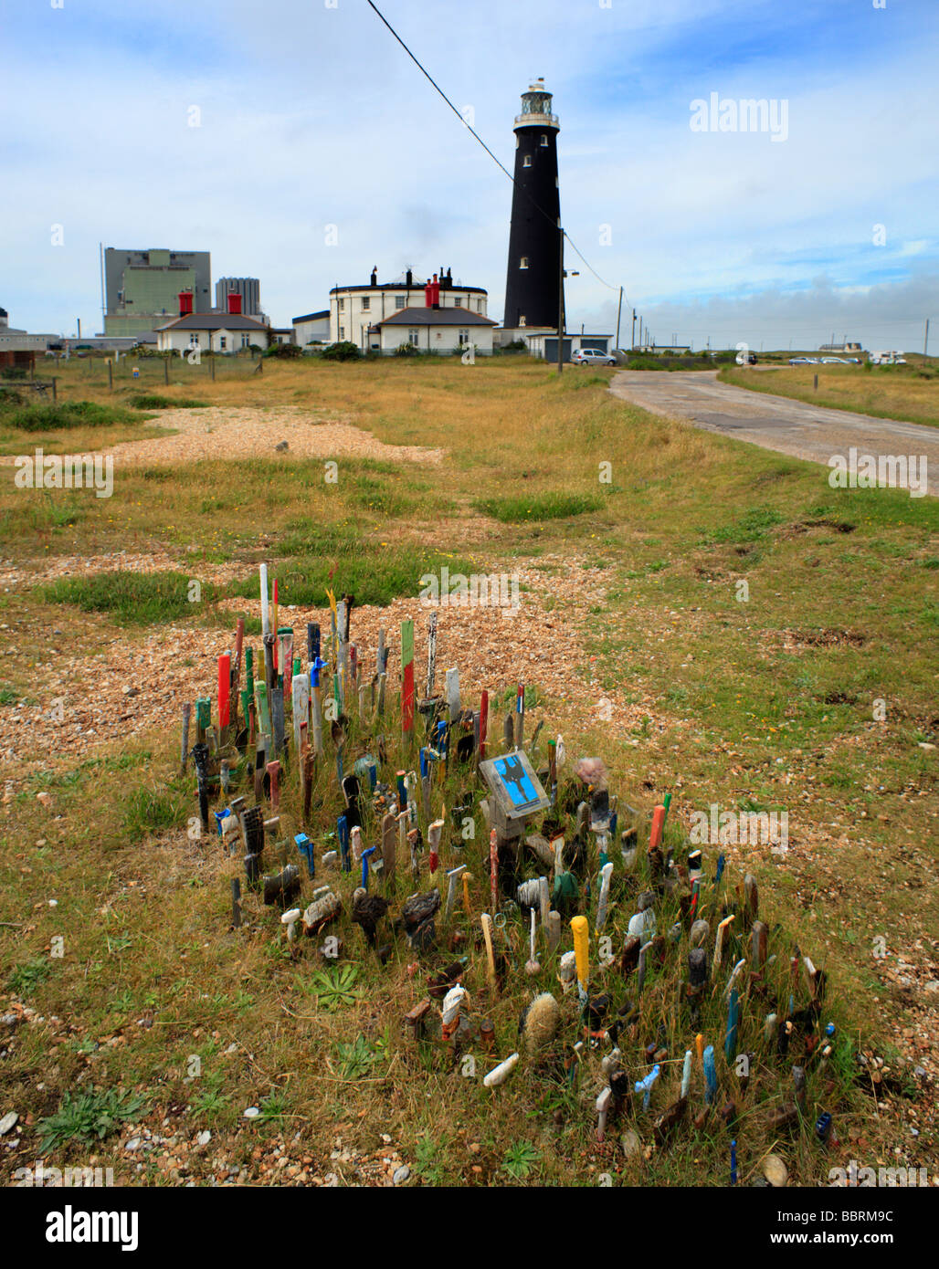 Artists paint brush garden Dungeness Kent England UK Stock Photo