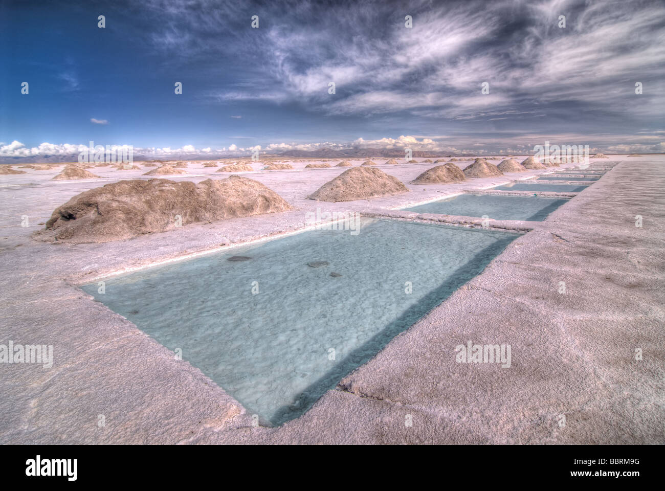Salt Extraction Pools in Salinas Grandes Argentina Stock Photo