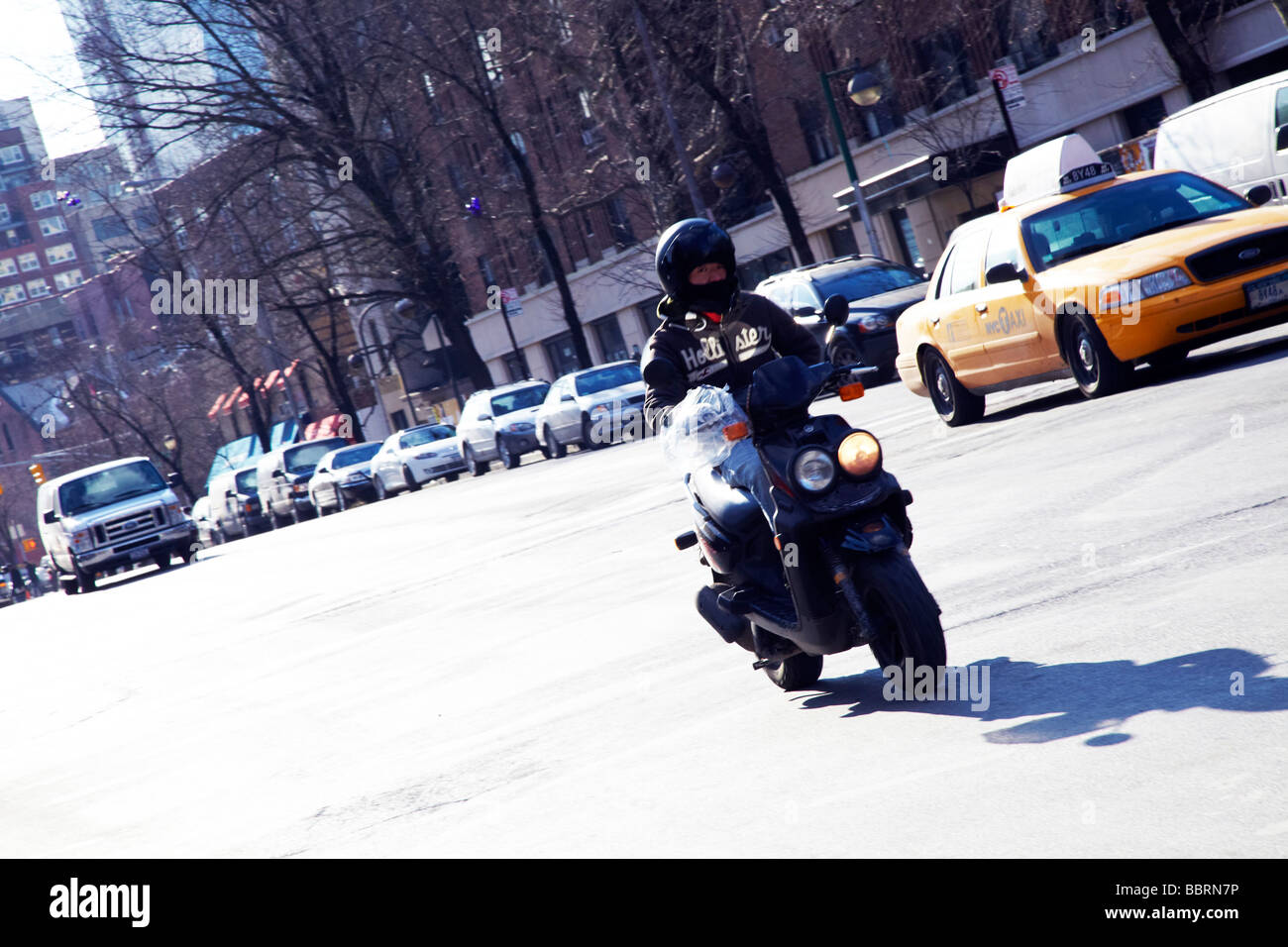 scooter, New York street Stock Photo Alamy